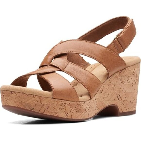 Clarks Womens Collection Giselle Beach Slingback Wedge Sandals Tan Size 7.5M NIB - Picture 3 of 7